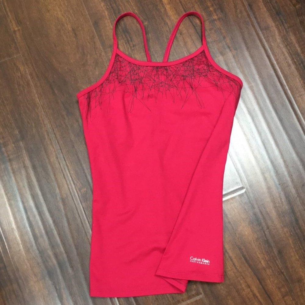 Calvin Klein - deep red yoga/workout top w/shelf bra-Size XSmall